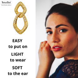 Traveller Clip-on Earrings - Drop Earring - 22ct Gold Plated - Crystals - Links - 31x15 mm - 157640