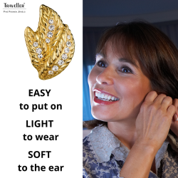 Traveller Clip-on Earrings - 22ct Gold Plated - Crystals - Leaf-shaped - 15 x 10 mm - 157613