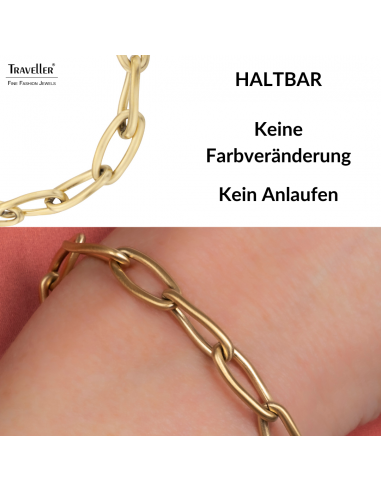 Traveller Armband - Edelstahl - Vergoldet - Matt - Glieder - 21 cm - 181230