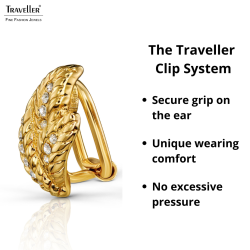 Traveller Clip-on Earrings - 22ct Gold Plated - Crystals - Leaf-shaped - 15 x 10 mm - 157613