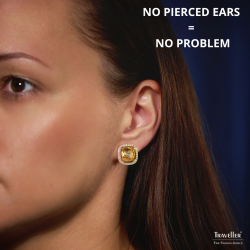 Traveller Clip-on Earrings - 22ct Gold Plated - Crystals - Light Brown Topaz - Square - Ø 15mm - 157622