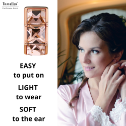 Traveller Clip-on Earrings - Rose Gold Plated - Crystals - Pink Vintage Rose - 16x8 mm - 157627