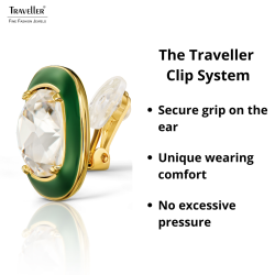 Traveller Clip-on Earrings - 22ct Gold Plated - Crystal - Green - 18x18 mm - 157633