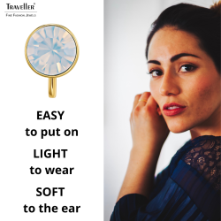 Traveller Clip-on Earrings - 22ct Gold Plated - Crystal - White Opal - Circular - Ø 9mm - 157662