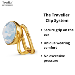 Traveller Clip-on Earrings - 22ct Gold Plated - Crystal - White Opal - Circular - Ø 9mm - 157662