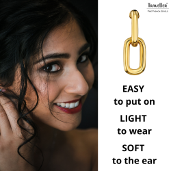 Traveller Clip-on Earrings - Drop Earring - 22ct Gold Plated - Links - 23 x 7 mm - 157663