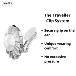 Traveller Clip-on Earrings - Silver Coloured - Pearls - 10 mm - Whiite - Platinum Plated - Flower - 19 mm - 114270