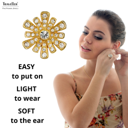 Traveller Clip-on Earrings - Gold Plated - Crystal - Flower-shaped - Ø 15mm - 157601