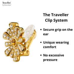 Traveller Clip-on Earrings - 22ct Gold plated - Crystal - Brown Flowerheart - Flower-shaped - Ø 15mm - 157603