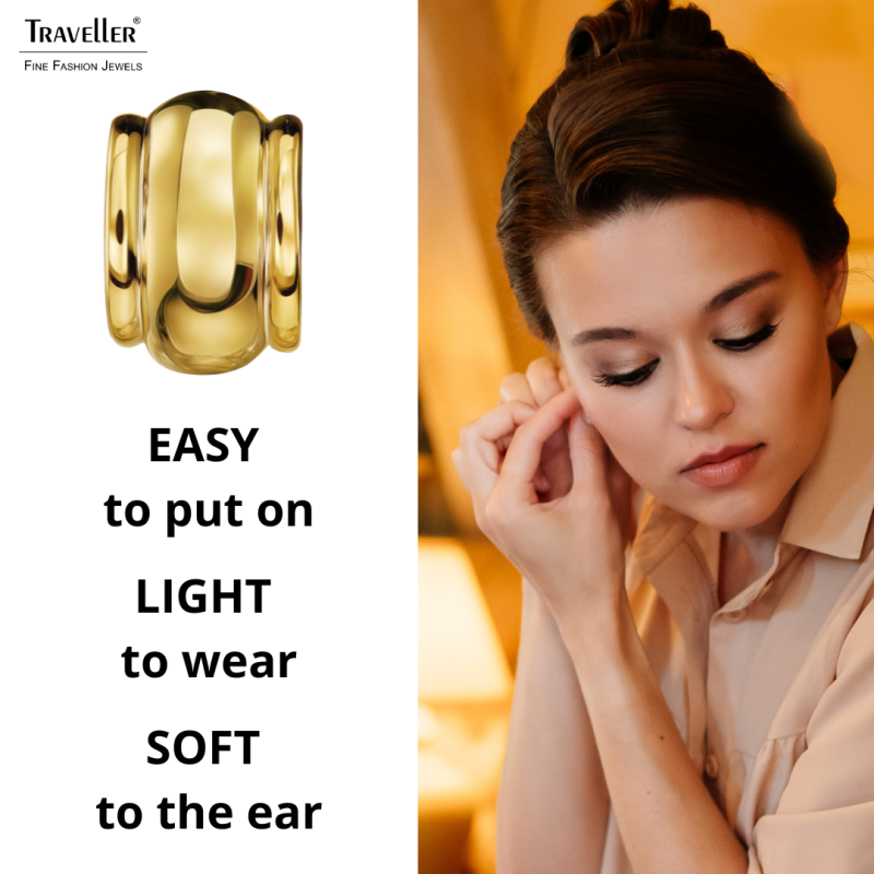 Traveller Clip-on Earrings - 22ct Gold Plated - 15 x 10 mm - 157608 Traveller Clip-on Earrings - 22ct Gold Plated - 15 x 10 mm - 157608