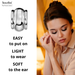 Traveller Clip-on Earrings - Silver Coloured - 15 x 10 mm - Platinum Plated - 157609