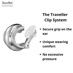 Traveller Clip-on Earrings - Silver Coloured - 15 x 10 mm - Platinum Plated - 157609