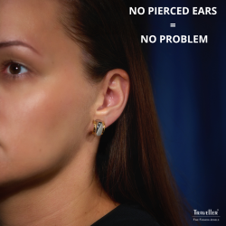 Traveller Clip-on Earrings - Bicolour  Gold & Silver Coloured - 15x10mm - Gold & Platinum Plated - 157610
