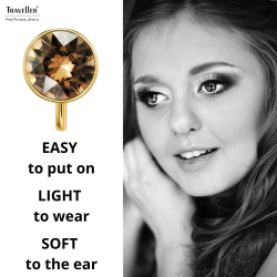 Traveller Clip-on Earrings - Gold Plated - Crystals - Brown / Golden Shadow - 10 mm - 157513