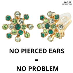 Traveller Clip-on Earrings - Gold Plated - Crystals - Green - 17 mm - 157548