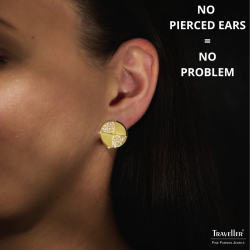 Traveller Clip-on Earrings - Golld Plated - Crystals - Round - 17 mm - 157550