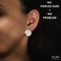 Traveller Clip-on Earrings - Silver Coloured - Crystals - Round - Platinum Plated - 17 mm - 157551