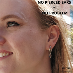 Traveller Drop Clip Earrings - Silver Coloured - Crystals - Teardrop - Platinum Plated - 30x5mm - 157566
