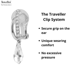 Traveller Drop Clip Earrings - Silver Coloured - Crystals - Teardrop - Platinum Plated - 30x5mm - 157566

