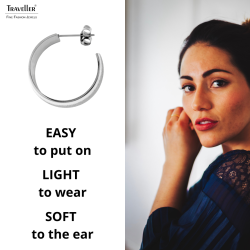 Traveller Earrings - Hoops - Women - Stainless Steel - Silver Coloured - Glitter - 23mm - 181261
