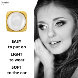 Traveller Clip-on Earrings - Gold Plated - Half Pearls - 16mm - White - 18x18mm - 114354