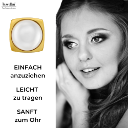 Traveller Ohrclips - Vergoldet - Halbe Perle - 16mm - Weiß - 18x18mm - 114354