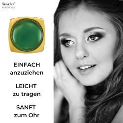 Traveller Ohrclips - Vergoldet - Aventurin Edelstein -16mm - Grün - 18x18mm - 114356