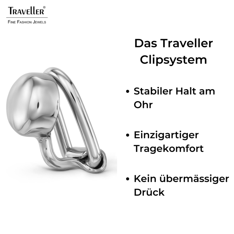 Traveller Ohrclips - Silberfarben - Knopf - Platiniert - 7 mm - 157850