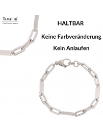 Traveller Armband - Herren - Edelstahl - Silberfarben - Matt - Glieder - Geöffnet und Geschlossen - 22 cm - 181243