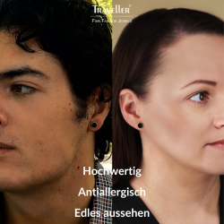 Traveller Ohrstecker - Edelstahl - Vergoldet - Schwarz PVD - Rund - 8mm - 181319