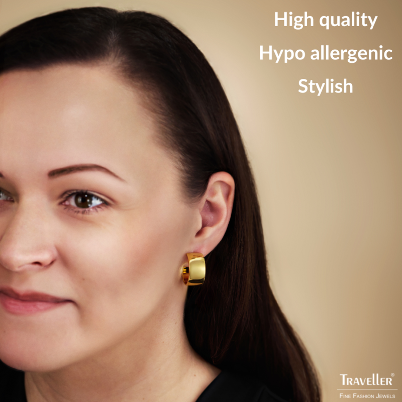 Traveller Hoop Earrings - Gold Plated - 3/4 Hoop - 22x11mm - 181320