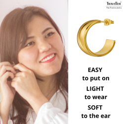 Traveller Hoop Earrings - Gold Plated - 3/4 Hoop - 22x11mm - 181320