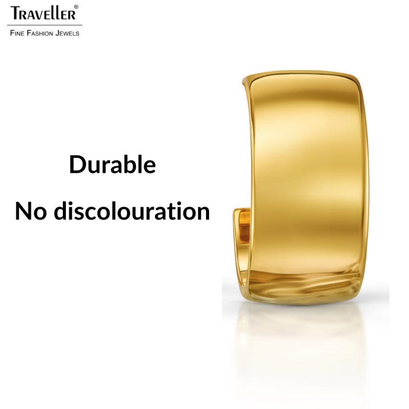 Traveller Hoop Earrings - Gold Plated - 3/4 Hoop - 22x11mm - 181320