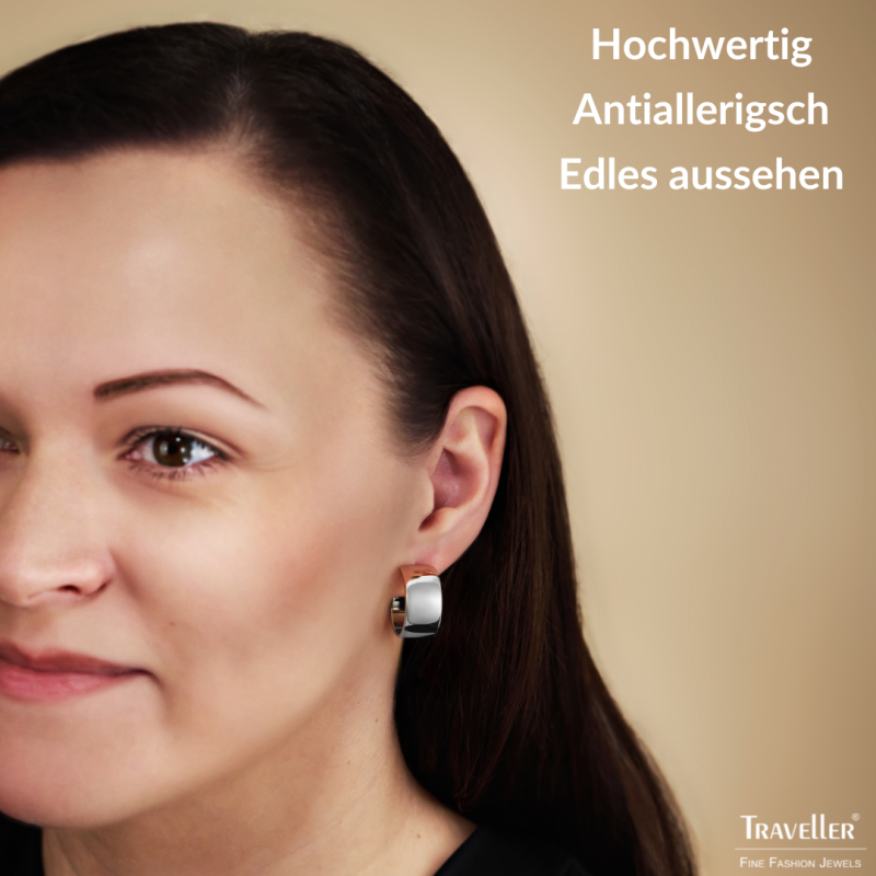 Traveller Creolen - Silberfarben - Palladium - 3/4 Ring - 22x11mm - 181321