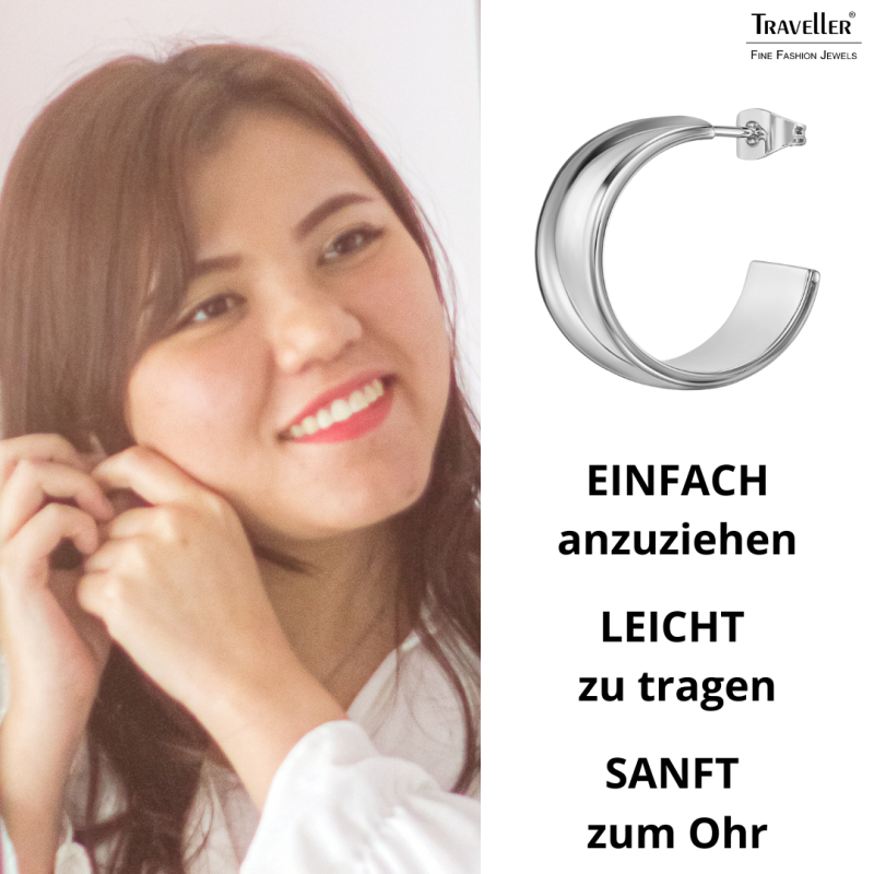 Traveller Creolen - Silberfarben - Palladium - 3/4 Ring - 22x11mm - 181321