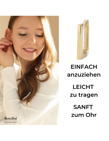 Traveller Creolen - Edelstahl - Vergoldet - Rechtek - 12 mm - 181250