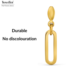 Traveller Drop Earrings - Stainless Steel - Gold Plated - Oval Links - 20x7 mm - 181324