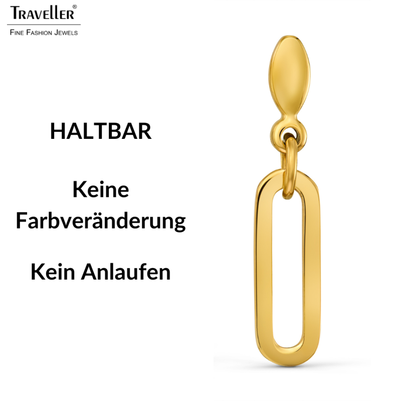Traveller Ohrhänger - Edelstahl - Vergoldet - Ovale Glieder - 20x7 mm - 181324