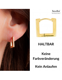 Traveller Creolen - Edelstahl - Vergoldet - Rechtek - 12 mm - 181250