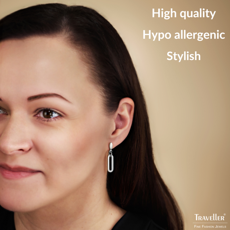 Traveller Drop Earrings - Stainless Steel - Oval Links - 20x7 mm - 181325