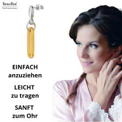 Traveller Ohrhänger - Edelstahl - Bicolor - Silberfarben & Vergoldet - Ovale Glieder - 20x7 mm - 181326