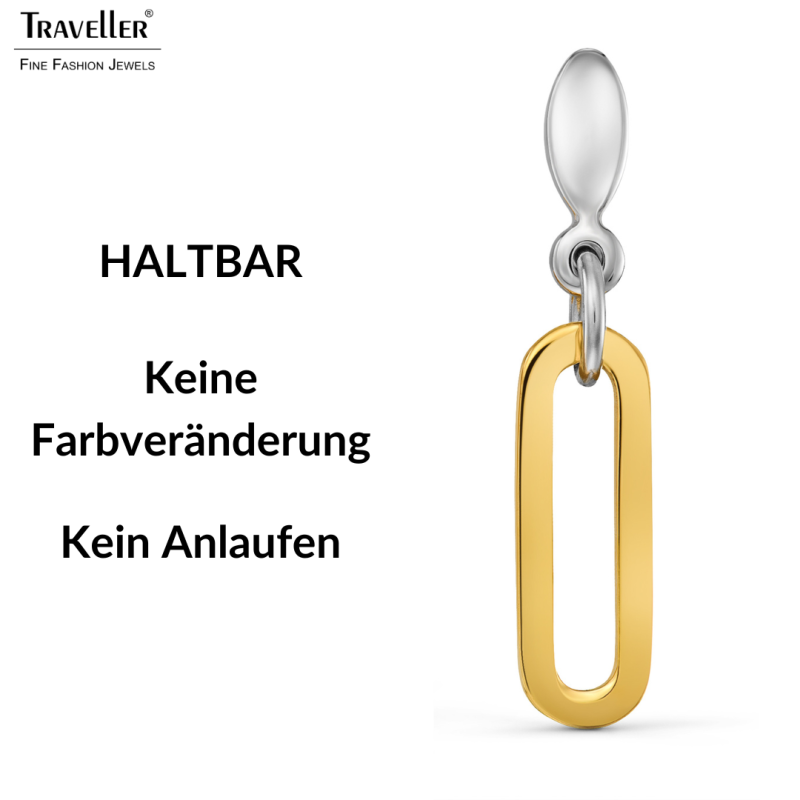 Traveller Ohrhänger - Edelstahl - Bicolor - Silberfarben & Vergoldet - Ovale Glieder - 20x7 mm - 181326