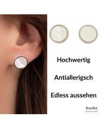 Traveller Ohrstecker - Edelstahl - Silberfarben -  Perlmutt - Ø 12 mm - 181258