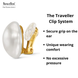 Traveller Clip-on Earrings - Gold Plated - Baroque Pearls - 16mm - White - Square - 114365