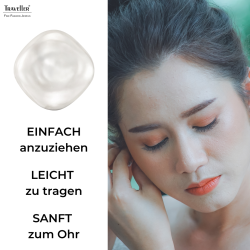 Traveller Ohrlips - Silberfarben - Barock Perle - 16mm - Weiß - Quadratisch - Platiniert - 114366