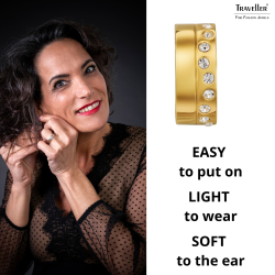 Traveller Clip-on Earrings - Hoops - Gold Plated - Crystals - 15x6mm - 157820