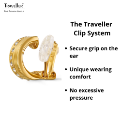 Traveller Clip-on Earrings - Hoops - Gold Plated - Crystals - 15x6mm - 157820