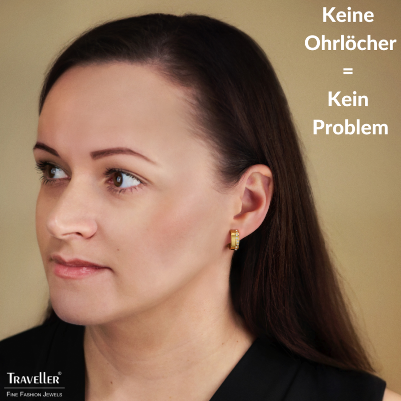 Traveller Ohrclips - Creolen - Vergoldet - Kristalle - 15x6mm - 157820