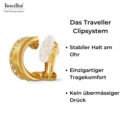 Traveller Ohrclips - Creolen - Vergoldet - Kristalle - 15x6mm - 157820
