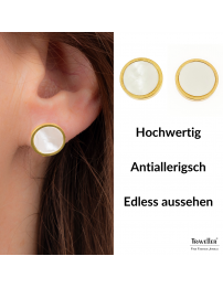 Traveller Ohrstecker - Edelstahl - Vergoldet - Perlmutt - Ø 12 mm - 181257